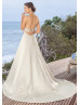 Beaded Double Straps Ivory Satin Corset Back Fashion Wedding Dress